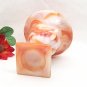 Akro Agate Mini Urn, Slag Glass Swirl, Orange and White
