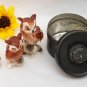 Owl Pewter Box & 3 Owl Figures Mini Trinket Box and Figurines