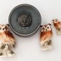 Owl Pewter Box & 3 Owl Figures Mini Trinket Box and Figurines