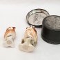 Owl Pewter Box & 3 Owl Figures Mini Trinket Box and Figurines