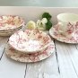 Johnson Bros 6-Pc Old Bradbury Red & White China Made in England
