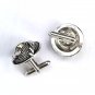 Swank Domed Cufflinks w/Faceted Rhinestone Centers in Silver Tone Metal