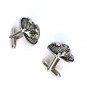 Swank Domed Cufflinks w/Faceted Rhinestone Centers in Silver Tone Metal