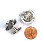 Swank Domed Cufflinks w/Faceted Rhinestone Centers in Silver Tone Metal