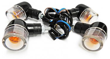 Kawasaki Chopper Custom CafeRacer Drag Old School BlackCase Mini Turn Signal Set