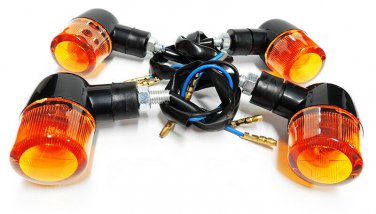 Suzuki Chopper Custom Cafe Racer Drag Old School 12 Volt Mini Turn Signals Set