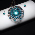 Passion Blue Flower Necklace Set