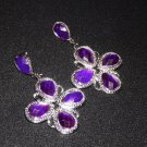 Deep Purple Rhinestone Drop Earrings