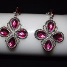 Fushia Rhinestone Drop Earrings