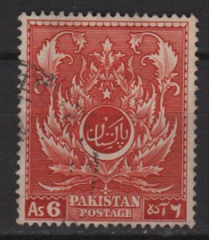 Pakistan 1951 - Scott 59 used - 6a, Moslem Leaf pattern  (6-558)