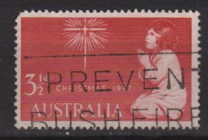 Australia 1957  - Scott  306  used - 3.1/2p, Paying child, Christmas  (T-712)
