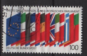 Germany 1989 -  Scott 1572  used - 100pf, Flags, European Parliament elections (7-30)