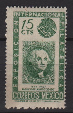 Mexico 1947  -  Scott 827 MH - 15c, Cent. international philatelic exhibition NYC (S-394)