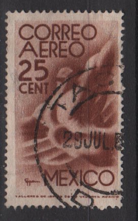 Mexico  Airmail  1944 - Scott C141 used - 25c, Symbol fo flight (7-316)