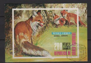 Equatorial Guinea 1978  -Unlisted Cinderella stamps - imperf souvenir sheet of 1 - Fox  (ss3-51)