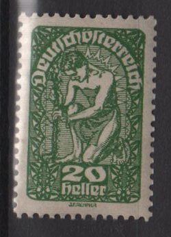 Austria  1919/20 -  Scott 208a  MH  - 20h, Allegory of New Republic (8-520)