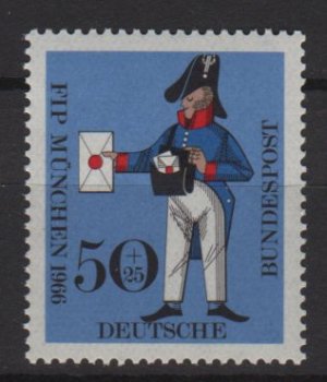 Germany semi postal 1966 - Scott B417 MMH - 50 + 25 pf, FIP, Prussian letter Carrier (9-368)
