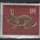Germany semi postal 1967 - Scott B422 MNH - 10 + 5 pf, Animals type of '66, Rabbit  (9-380)