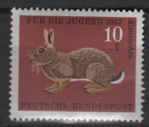 Germany semi postal 1967 - Scott B422 MNH - 10 + 5 pf, Animals type of '66, Rabbit  (9-380)