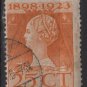 Netherlands 1923  - Scott  129 used  - 25c, Queen Wilhelmina (9-487)