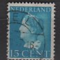 NETHERLANDS 1940/47 -  Scott  220 used – 15c,  Queen Wilhelmina  (9-536)