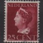 NETHERLANDS 1940/47 -  Scott  223  used – 25c,  Queen Wilhelmina (9-541)