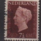 NETHERLANDS 1947/48 - Scott  288 used - 7.1/2c,  Queen Wilhelmina (9-588)