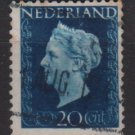 NETHERLANDS 1947/48 - Scott  292 used - 20c,  Queen Wilhelmina  (9-594)