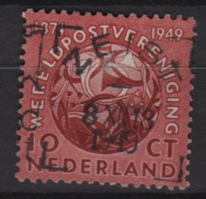 Netherlands 1949 - Scott 323 used - 10c, UPU 75th Anniv, Post Horns entwined  (9-625)