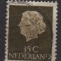 Netherlands 1953/71 - Scott 350 used - 35c, Queen Juliana (9-663)