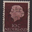 Netherlands 1953/71 - Scott 344 used - 10c, Queen Juliana (9-646)