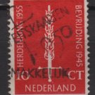 Netherlands 1955  - Scott  367  used -  10c, Flaming sword, Liberation 10th anniv  (9-687)