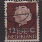 Netherlands 1958 - Scott  374  used -  12c on 10c, Queen Juliana issue surcharged   (9-696)