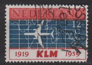 Netherlands 1959 - Scott 381 used - 12c, KLM DC 8  (9-705)