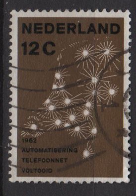 Netherlands 1962 - Scott 392 used - 12c, Telephone network    (9-710)
