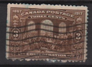 CANADA 1917 - Scott 135 used -3c, 50th nniv. of the Canadian Confederation  (10-190)