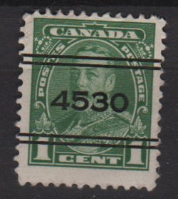 CANADA 1935 - Scott 217 precancel. used - 1c, King George V    (10-214)