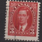 CANADA 1937 - Scott 233 used  - 3c,  King George VI (10-222)