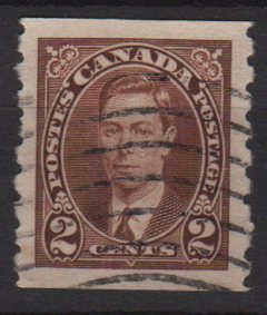 CANADA 1937 - Scott 239 coil used - 2c, King George VI  (10-229)