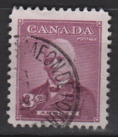 CANADA 1952 - Scott 318 used - 3c, Sir John J.C. Abbott  (10-312)