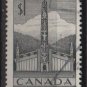 CANADA 1953 - Scott 321 used - $1, Pacific Coast  Indian House & Totem (10-317)