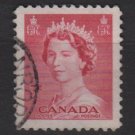 CANADA 1953 - Scott 327 used - 3c Queen Elizabeth II (10-321)