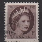 CANADA 1954 - Scott 337 used - 1c Queen Elizabeth II   (10-336)
