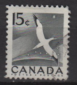CANADA 1954 - Scott 343 used - 15c flying bird, Gannet  (10-344)