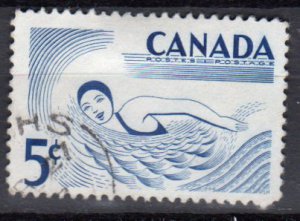 CANADA 1957 - Scott 366  used -  5c, Outdoor Recreeation, Swimming  (10-363)