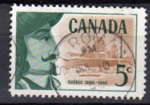 CANADA 1958 - Scott 379 used - 5c, Champlain & view of Quebec   (10-382)
