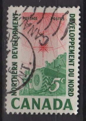 CANADA 1961 - Scott 391  used - 5c, Compass Rose, Northland development (10-401)
