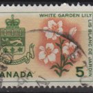 CANADA 1964 - Scott 419 used - 5c, White Garden Lily & Arms of Quebec   (10-451)