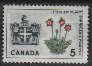 CANADA 1964 - Scott 427 MH  - 5c,Pitcher plant & Arms   (10-467)