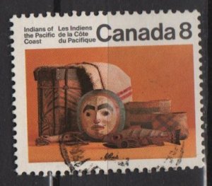 CANADA 1974 - Scott 571 used - 8c,  Pacific Coast Indian Artifacts   (10-620)